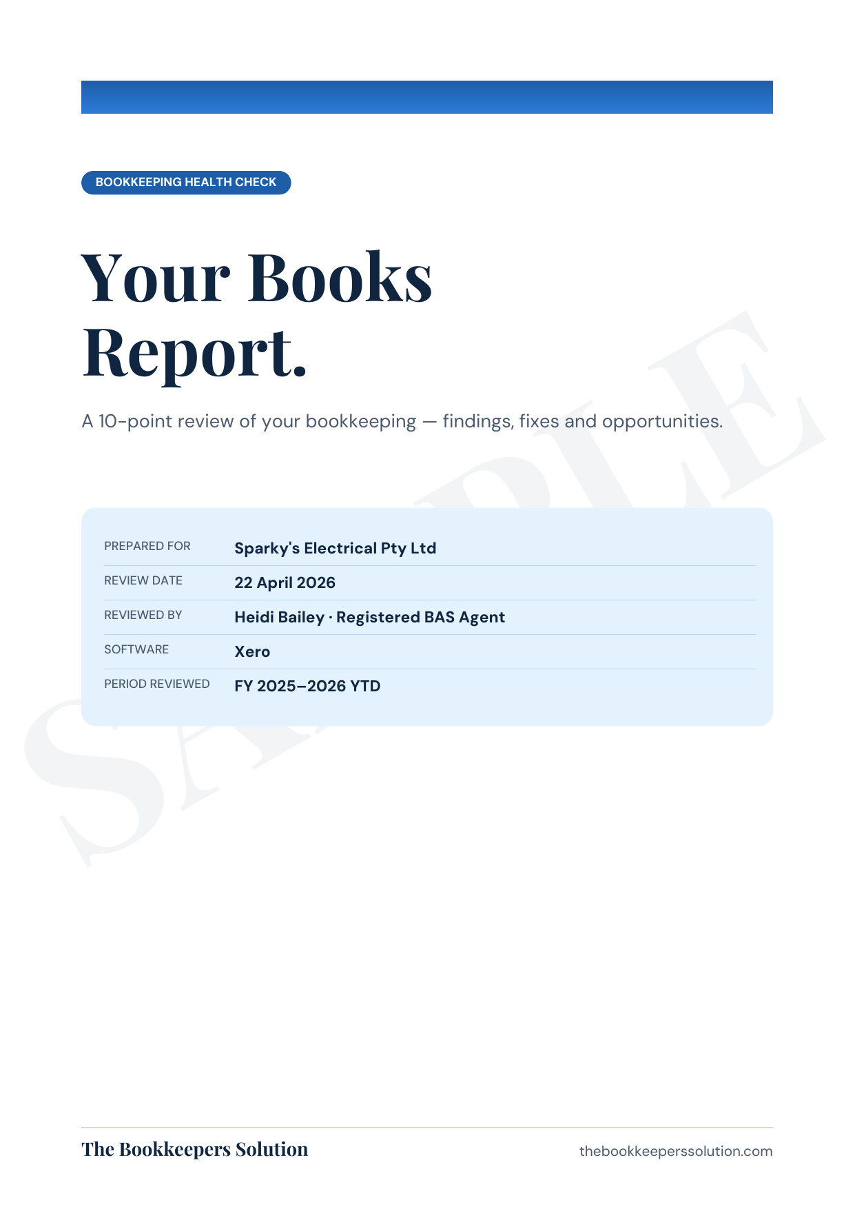 Sample health check report cover preview
